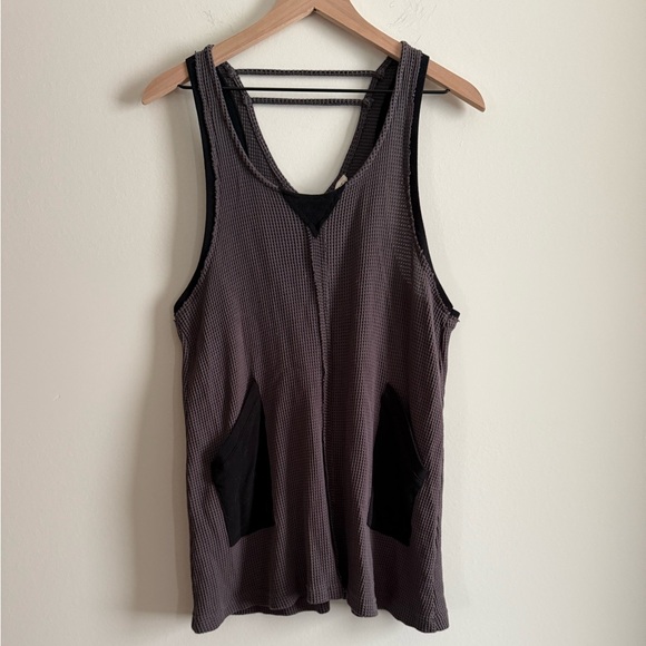 POL Tops - POL Women's Waffle Sleeveless Top - Black and Gray NWOT